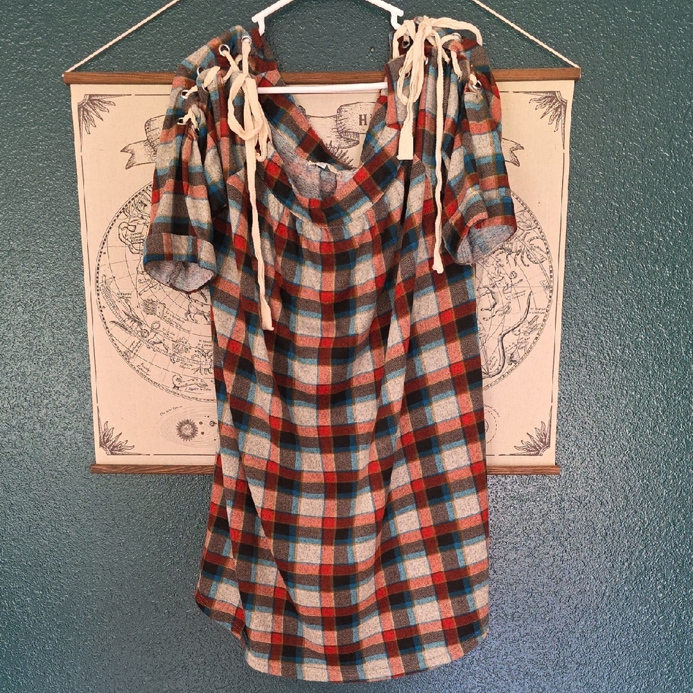 Plaid Short Sleeve Tunic